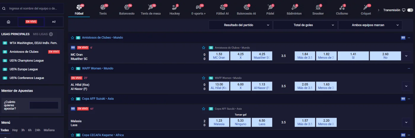 Sportaza casino apuestas deportivas en vivo con partidos, cuotas y mercados disponibles